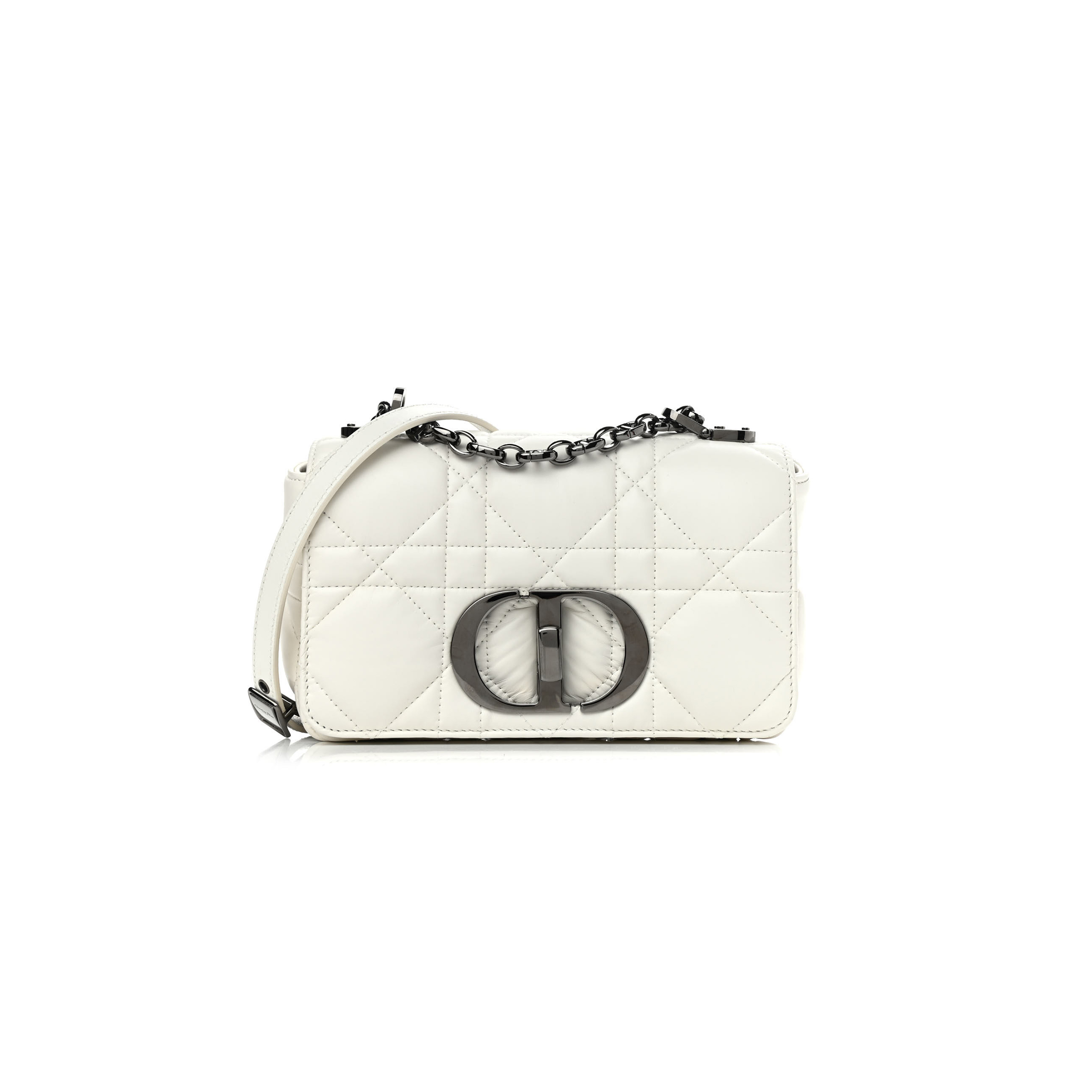 DIOR LAMBSKIN MACROCANNAGE SMALL DIOR CARO BAG IVORY (20*12*7cm) 
